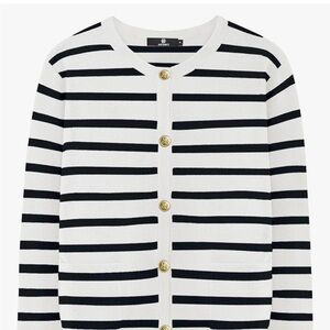 Women’s Striped Cropped Cardigan with Pockets